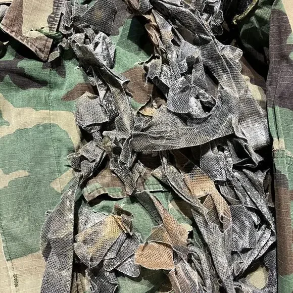 Vintage 80s Army Military Camo Button Up Stealth Shirt - Picture 2 of 5